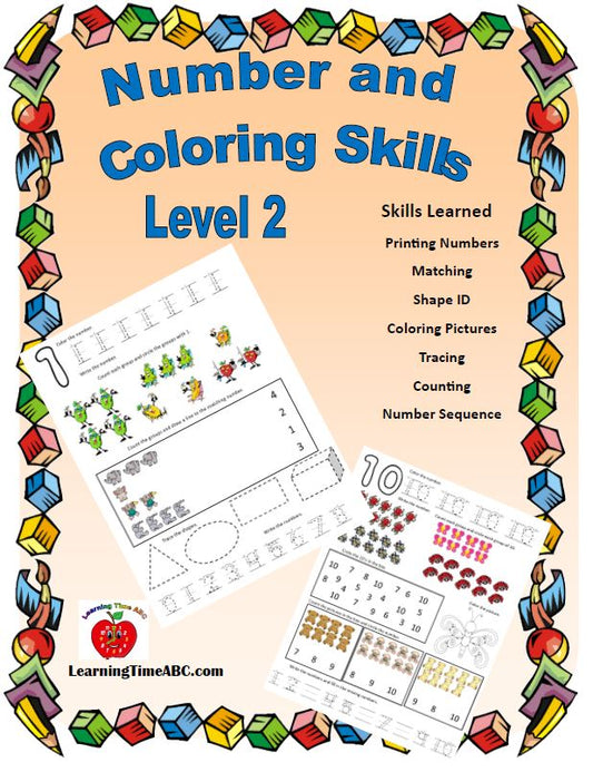 Number and Coloring Skills Book: Level 2