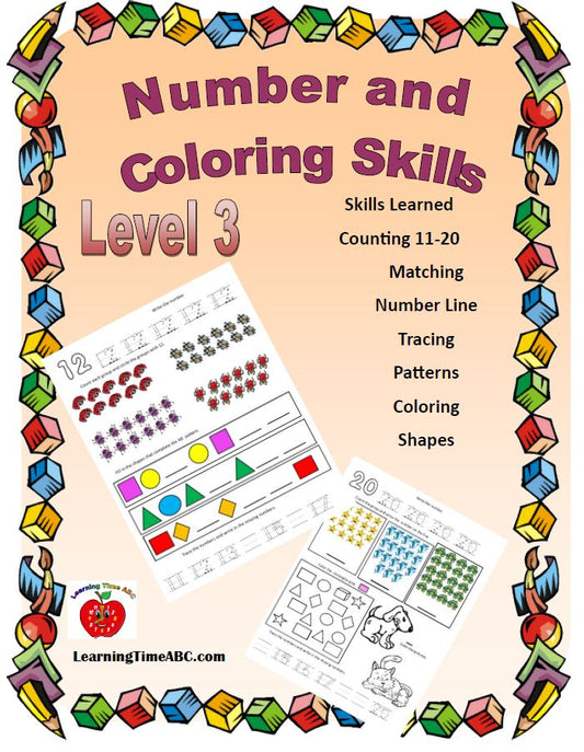Number and Coloring Skills Book: Level 3